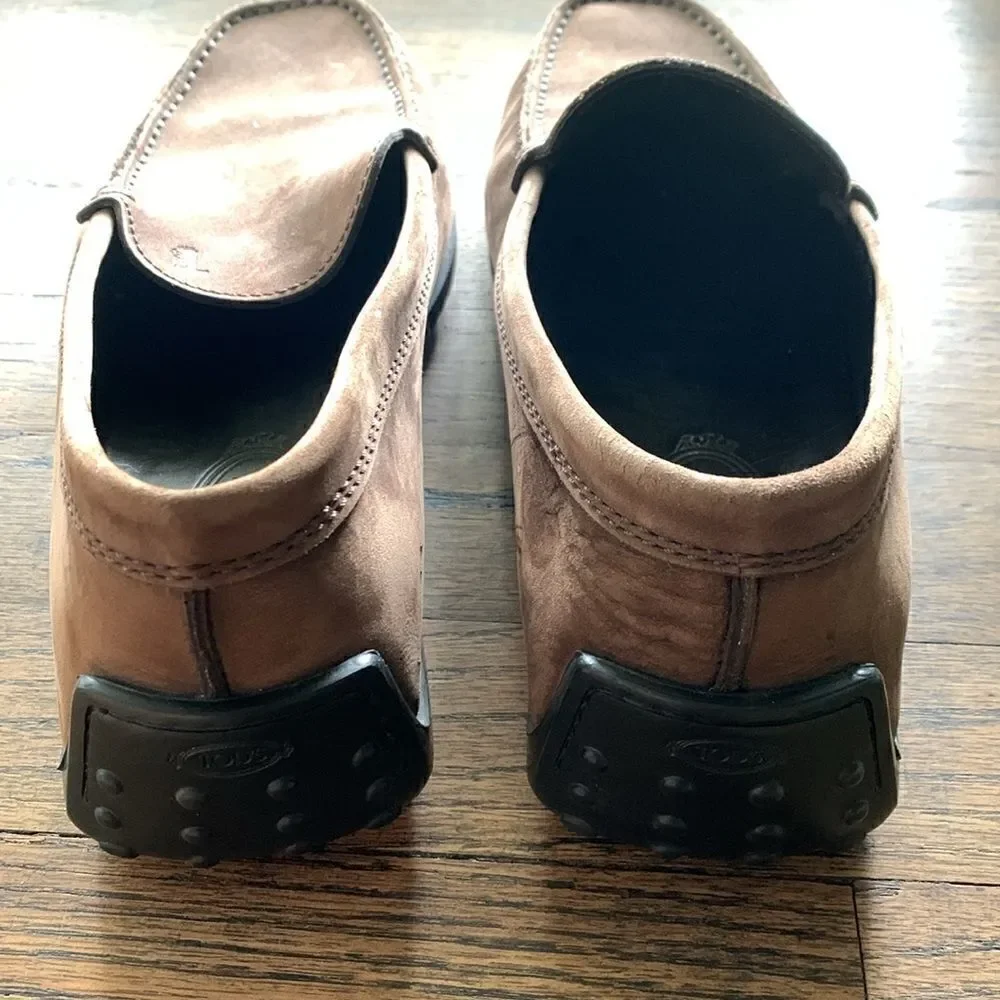 Tod’s brown leather driving shoes pebble rubber sole men’s size 8